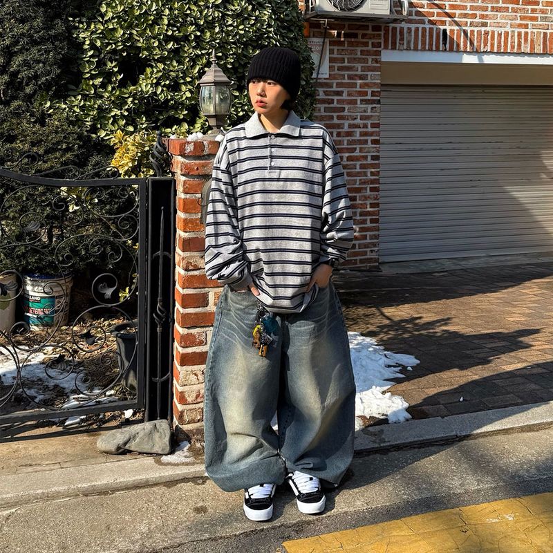 HundoP(ハンドピー)の「Oversized Vintage Collar Long Sleeve Tee(Tops)」