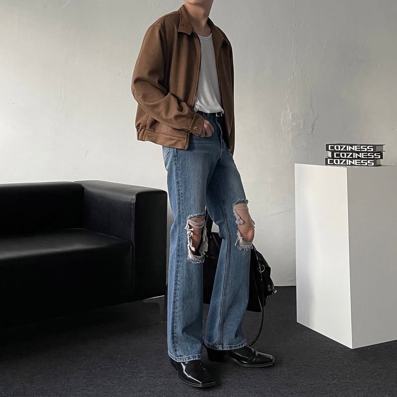 Chen Semi-cropped button suede jacket (3 colors)