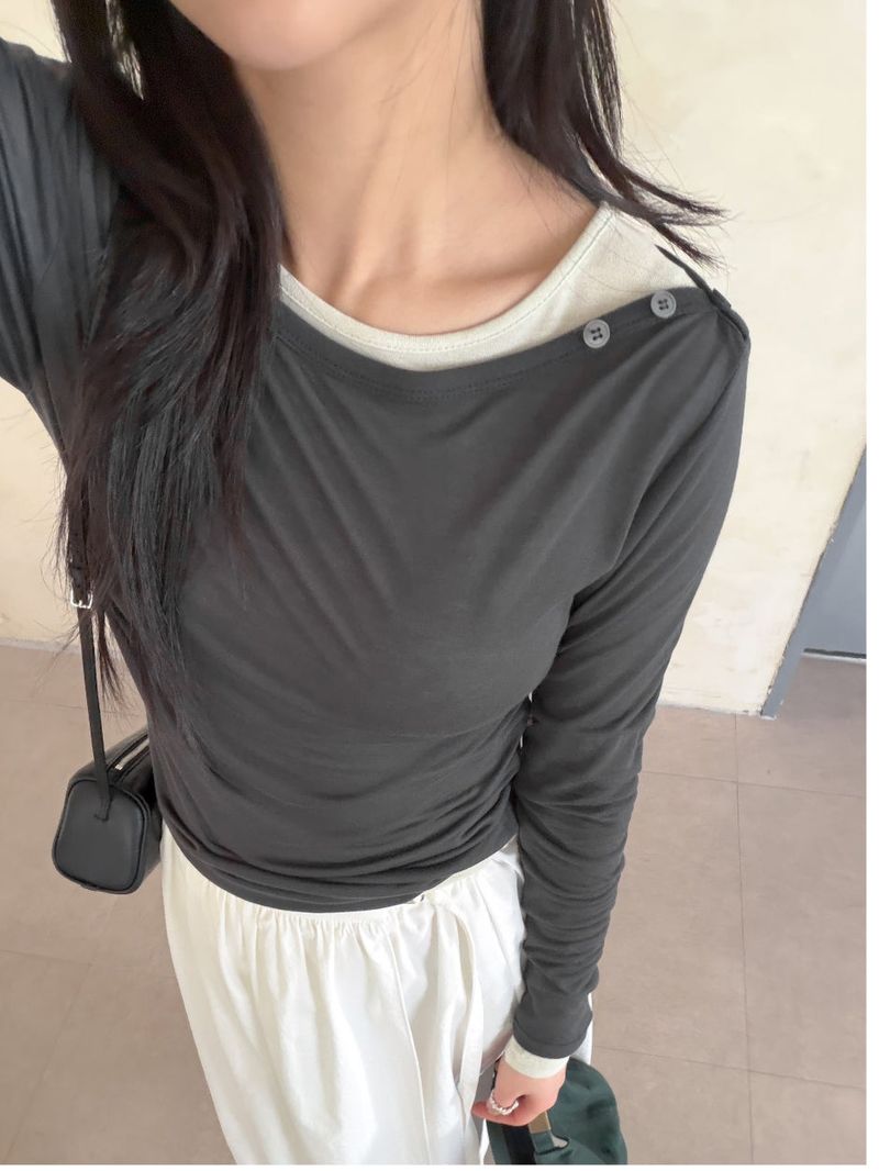 INCHANT ME(インチャントミー)の「One-shoulder Tencel see-through T-shirt(Tops)」
