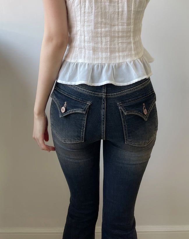Seize Back Pocket Slim Bootcut Denim Pants