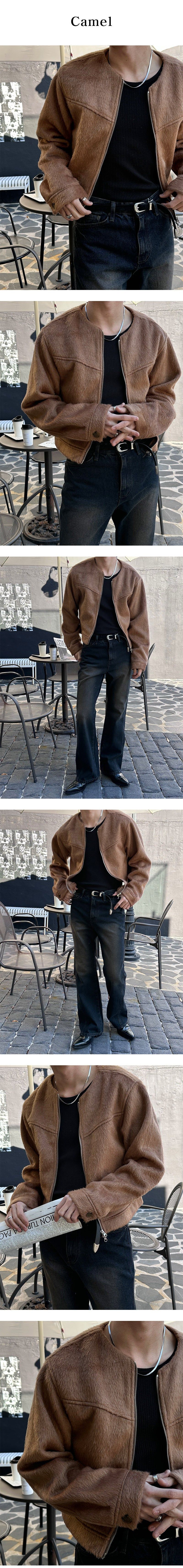 [F/W] Wool roundneck crop jacket(2color)