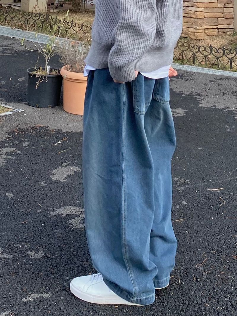 Two-tuck denim balloon pants 2C