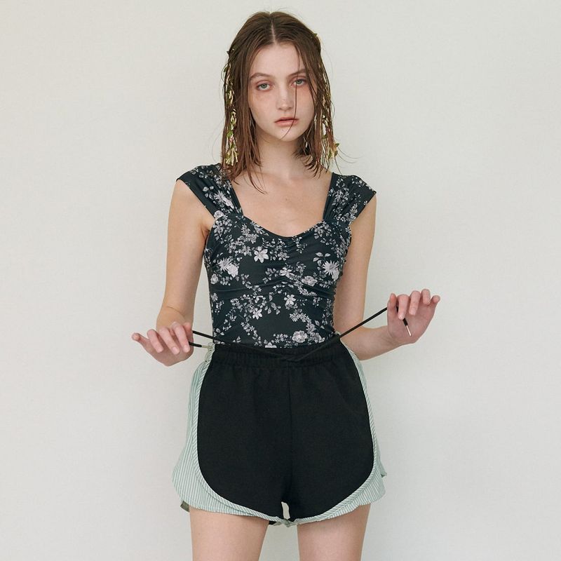 FLOWER SWIMSUIT, BLACK