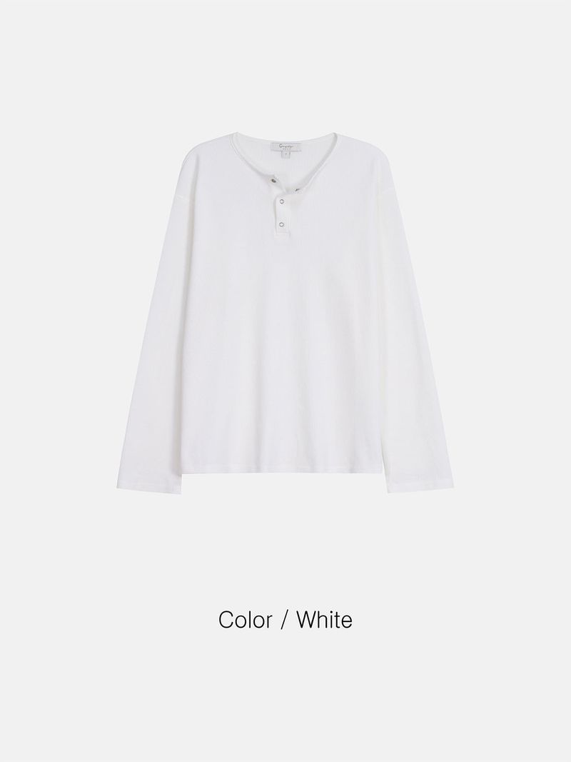 Waffle Henley neck long sleeve