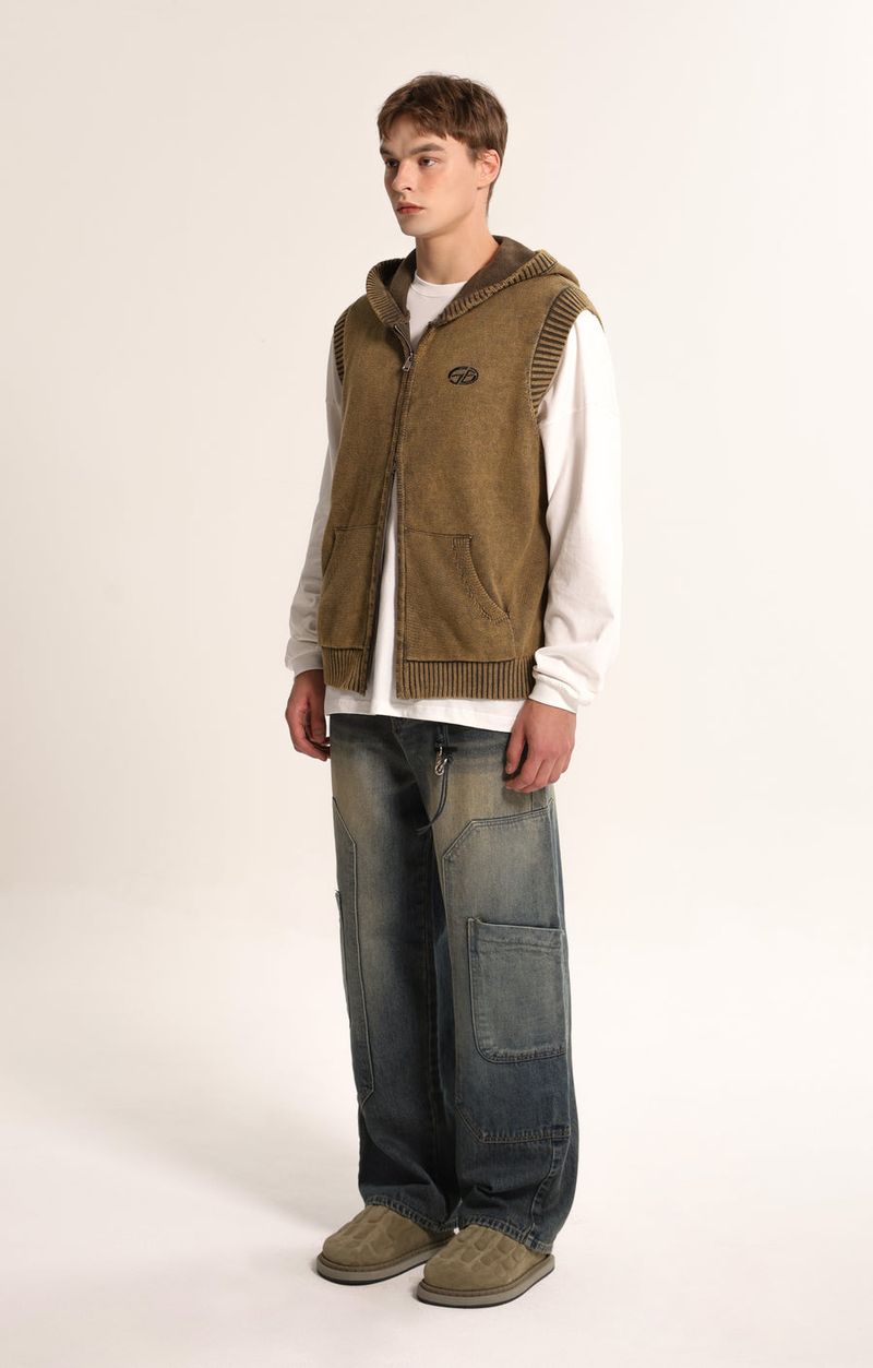 Washing Knit Vest Zip-Up