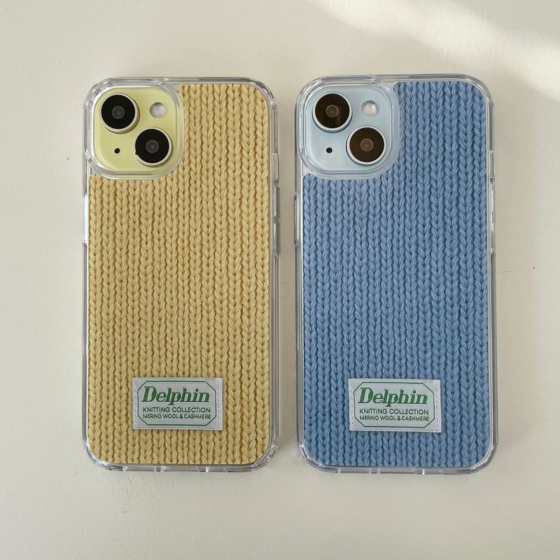 LABEL KNIT HARD JELL CASE_YELLOW
