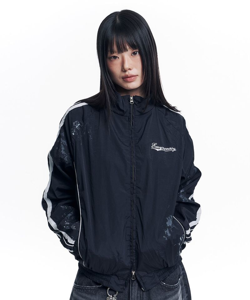 Dirty Nylon Piping Track Jacket - Black