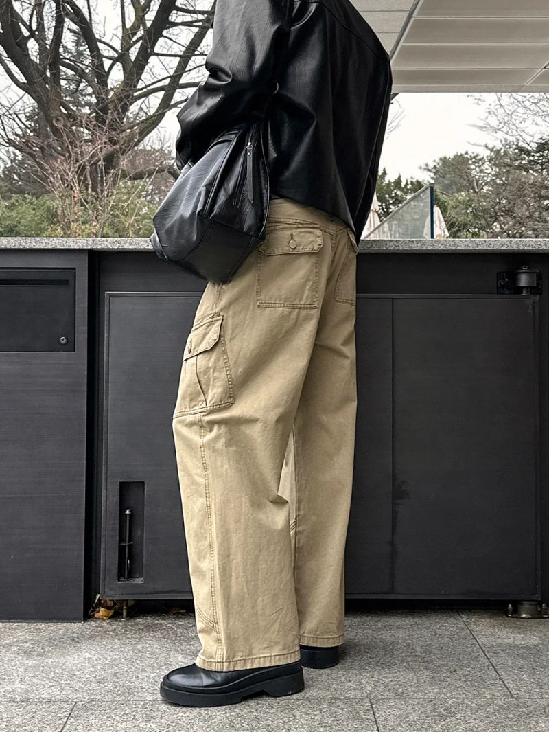 LMN Paneled Washed Cargo Wide Pants (3 colors)