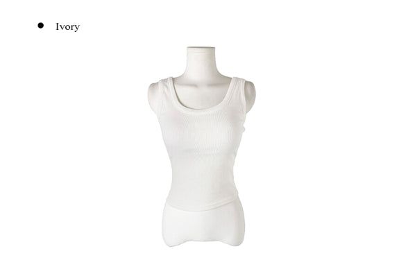 Yurin Ribbed Mango Fake Layered Cap Sleeveless