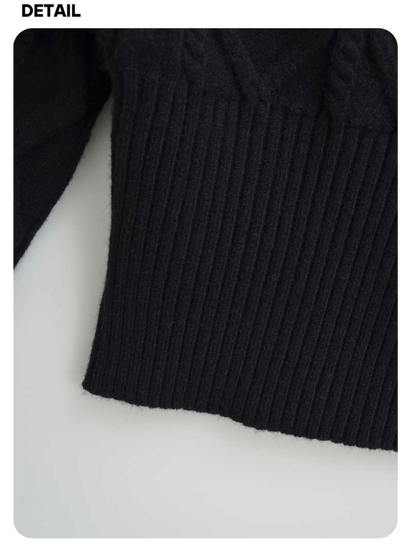 Fair Isle Off-Shoulder Twisted Knitwear
