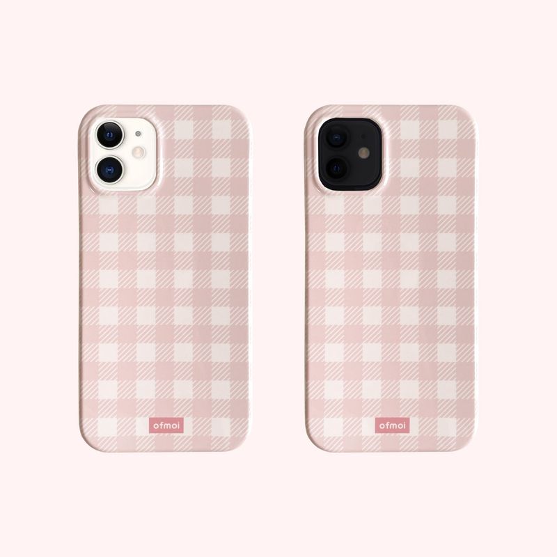 cotton candy check glossy hard phone case