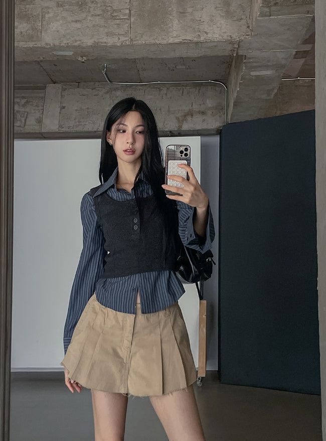Geek Chic Big Collar Stripe Shirt