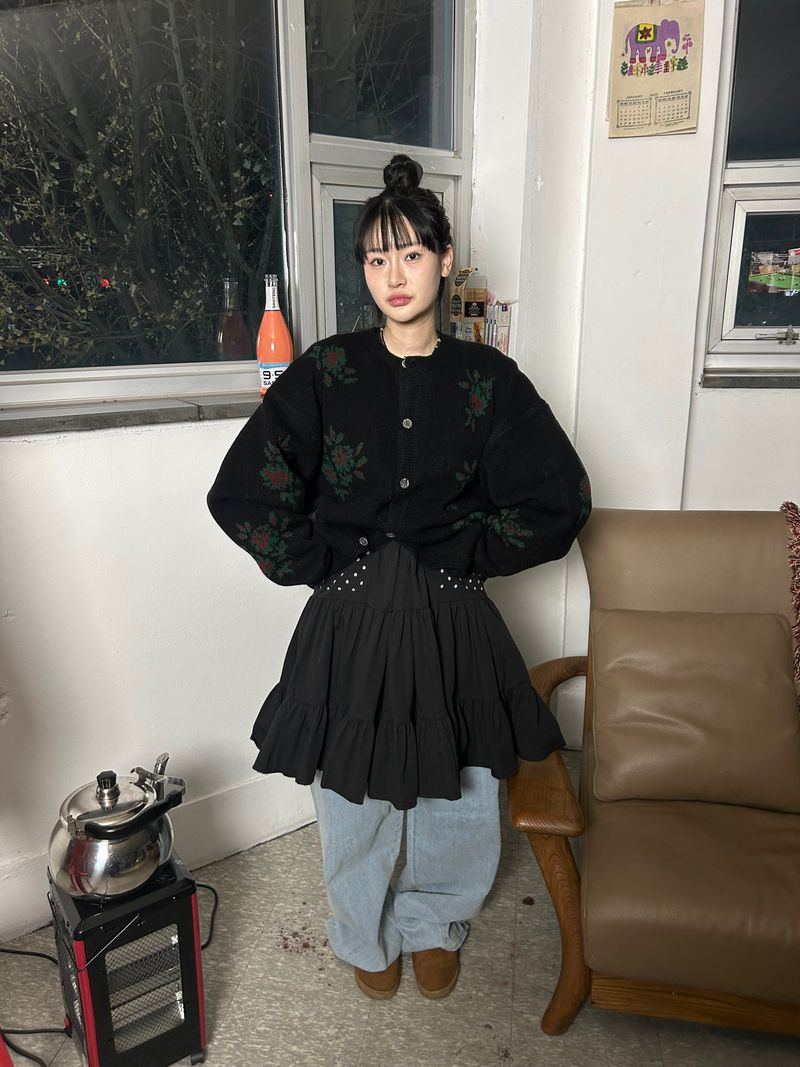 (2color) flower cardigan