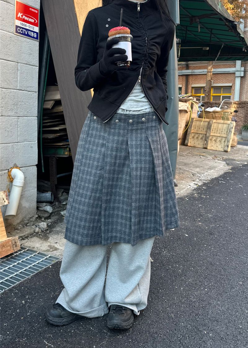  CHECK EYELET SKIRT