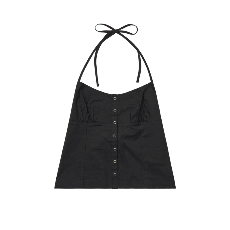 STRAP DETAIL HALTER NECK BLOUSE (BLACK)