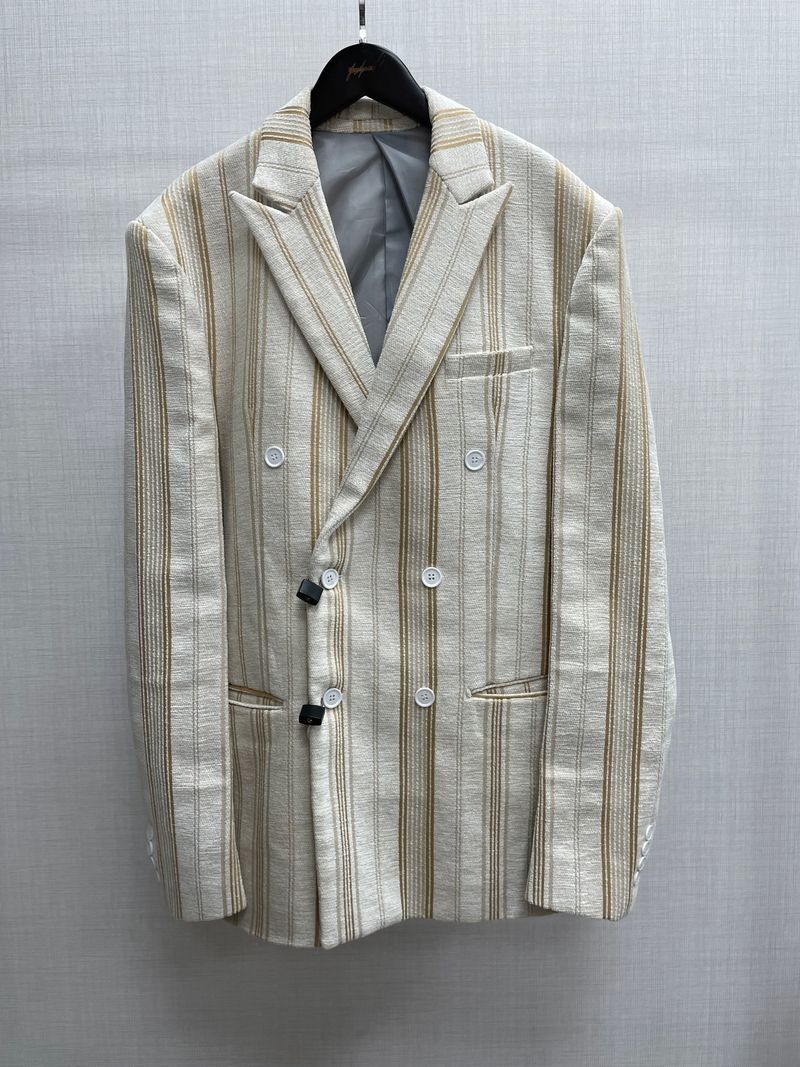 Creamy Gold Line and Black Pattern Suit