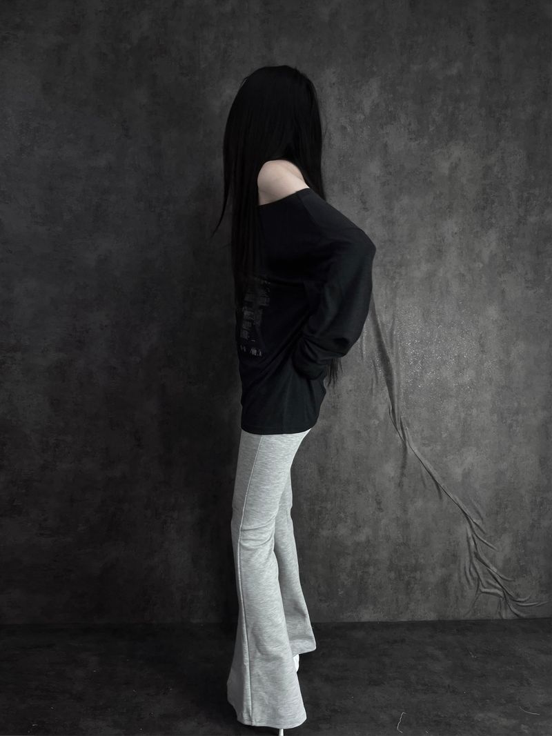 low-rise bootcut folding pants (2color)
