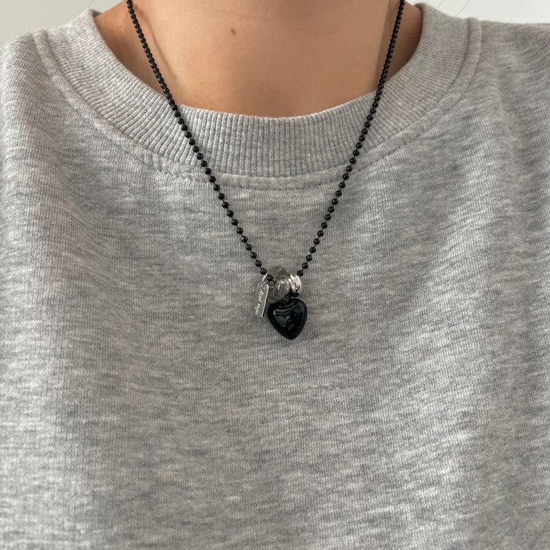 blo black chic stainless steel bold heart county line layered long necklace