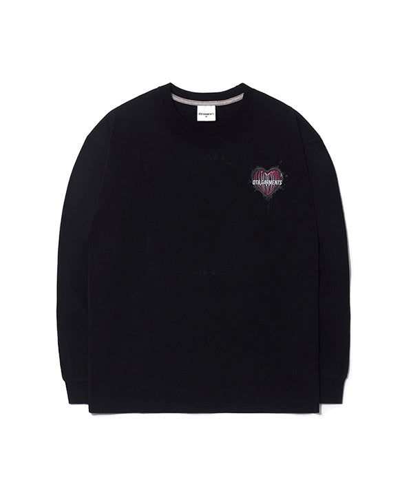 QT8 GARMENTS（キューティーエイトガーメント）の「OC Rawberry x QT8 Heart Long Sleeve (Black)（Tops）」