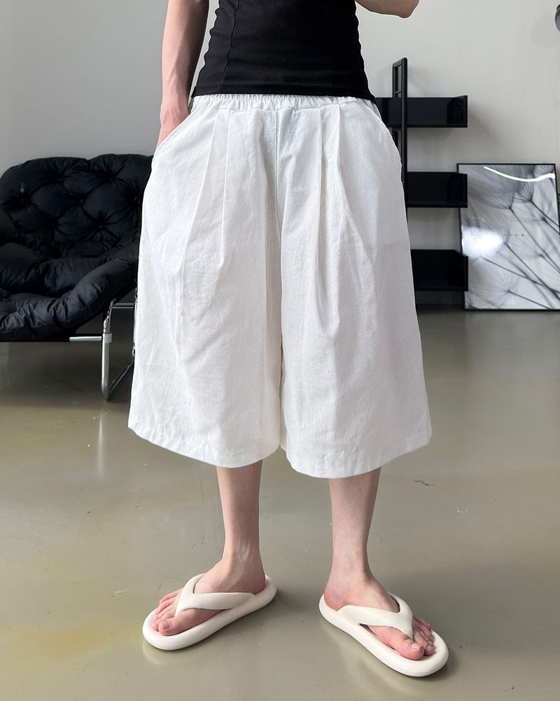 Rok Linen Pintuck Bermuda Pants
