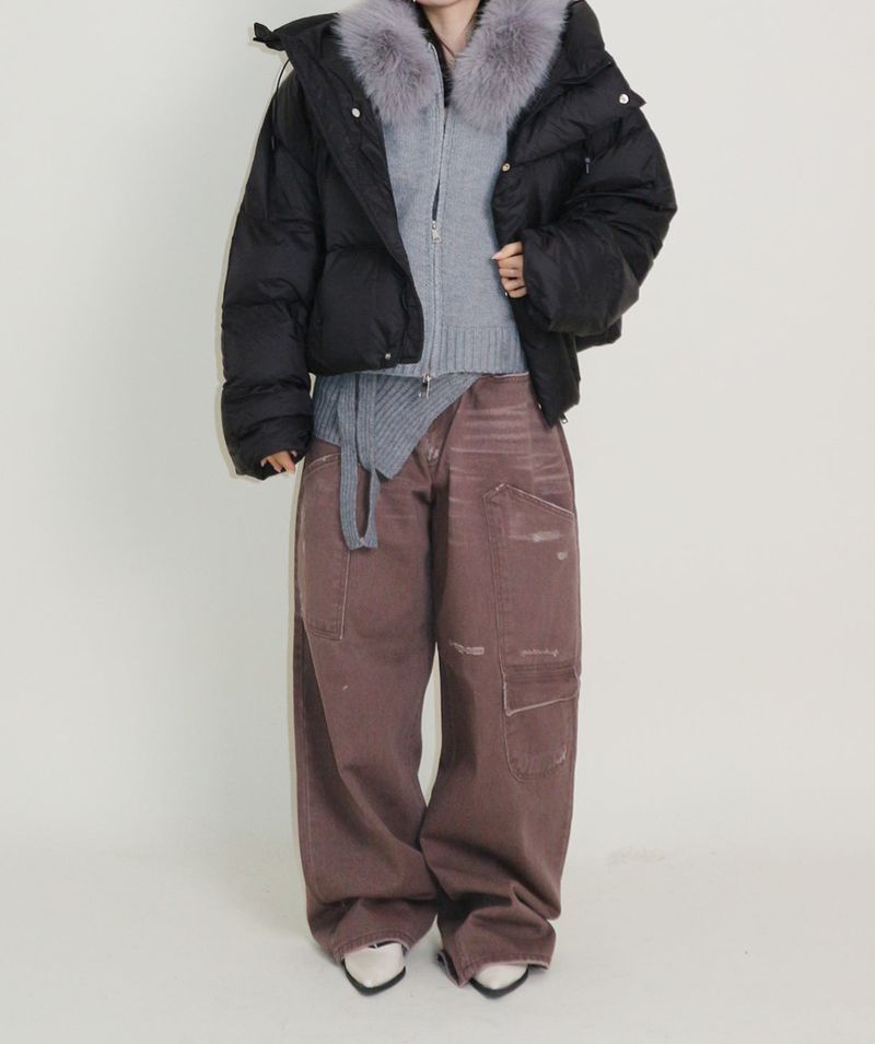 Out String Winter High-Neck Duck-Down Padded Jacket (Light Padded)