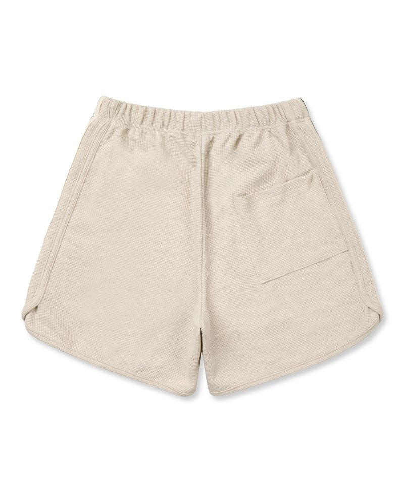 Embroidery Track Waffle Shorts - Cream