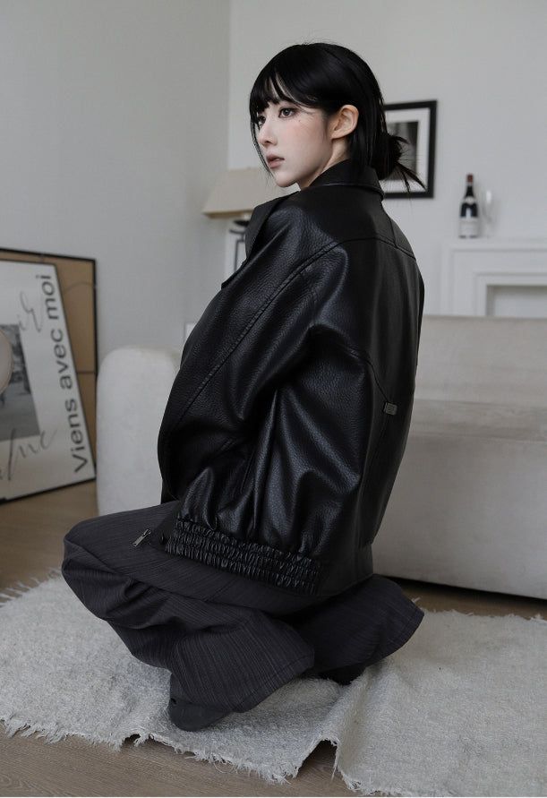 26SS★ [ EEUN MADE] Biker clip leather jumper