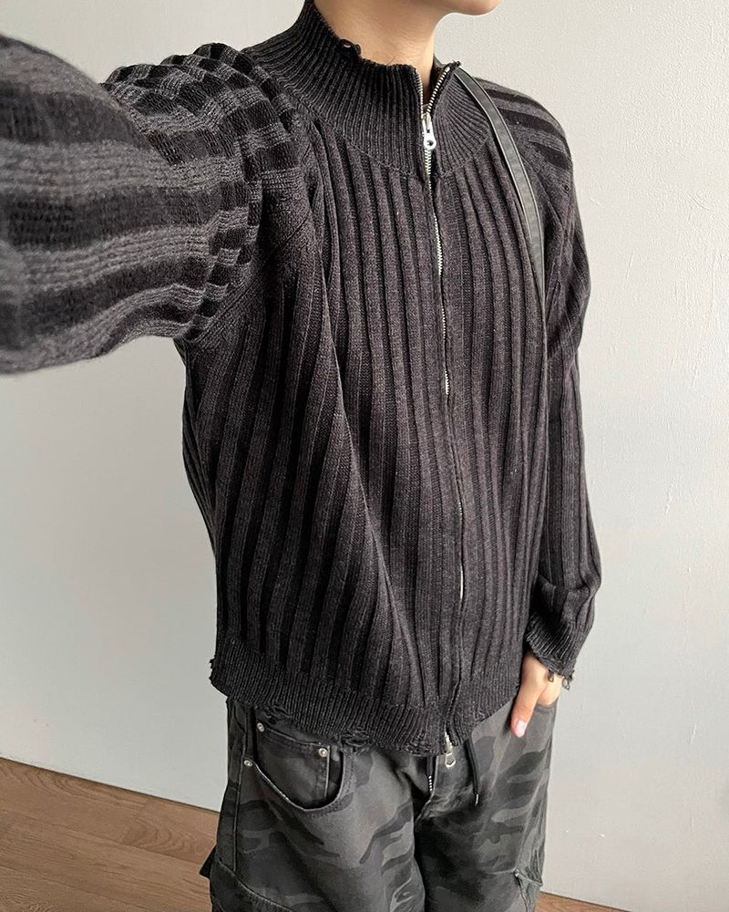 Frame Damage Knit Zip-up