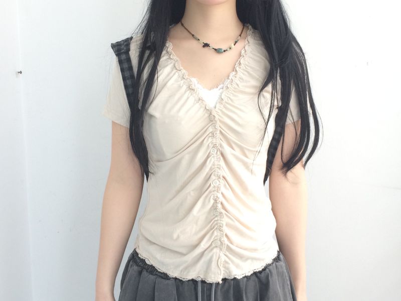 vintage shirring button t