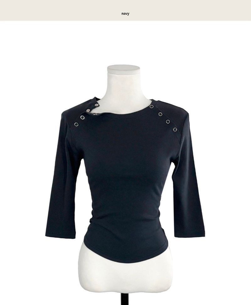 hab 4 button slim ribbed top