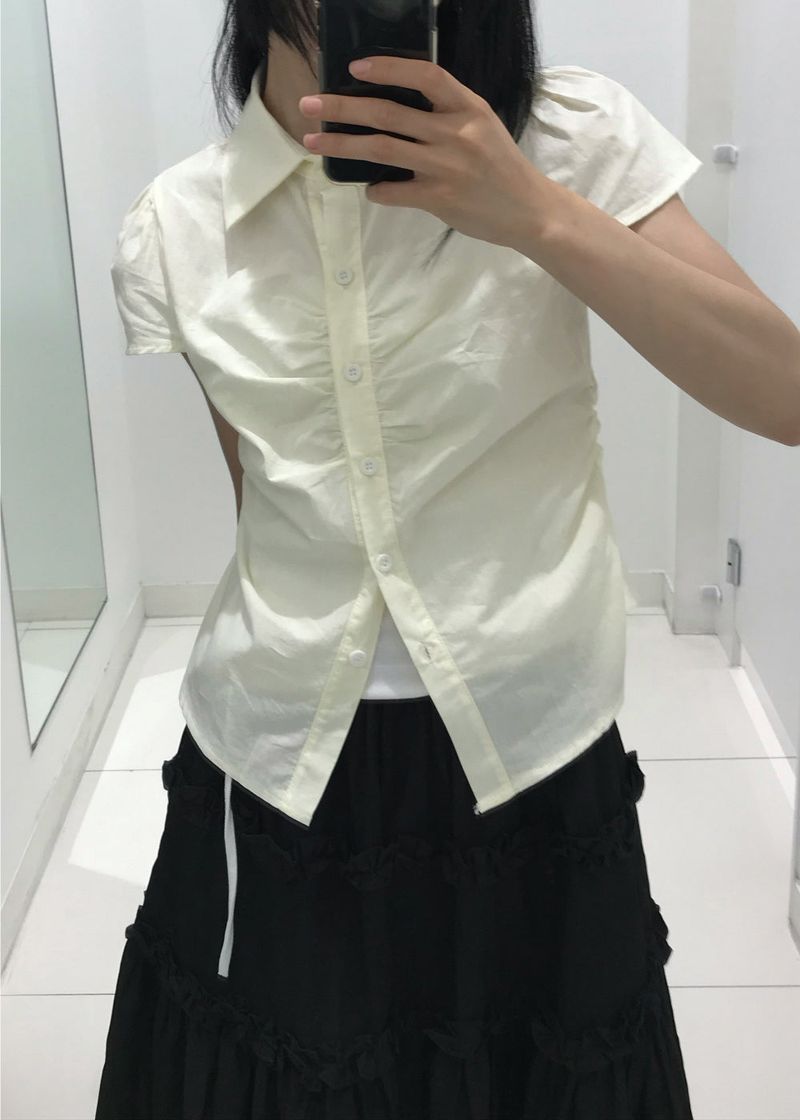 PUFF SLEEVE SHIRRING BLOUSE