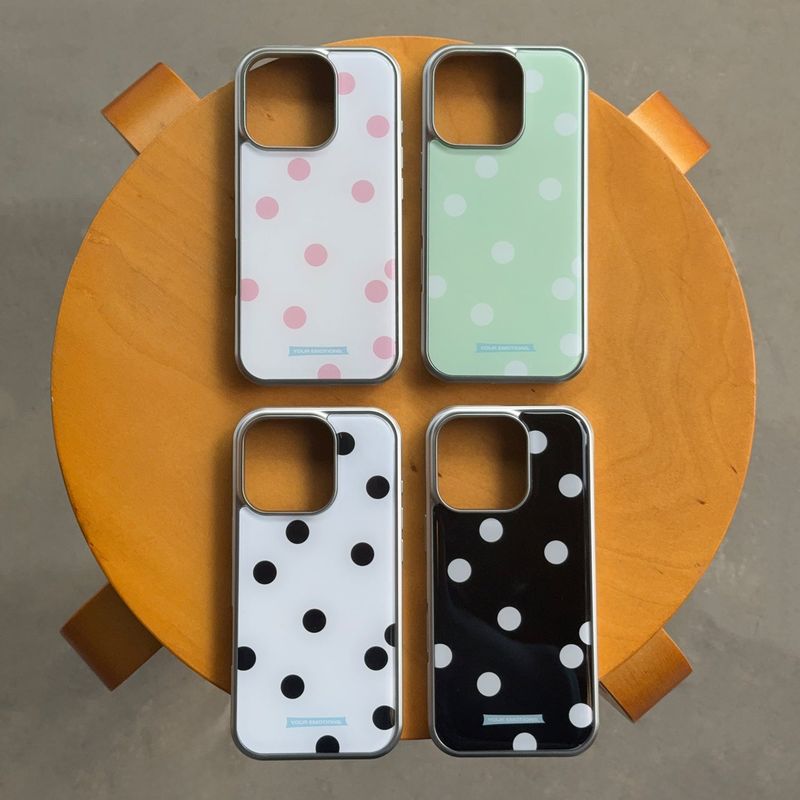 Dot text silver case (pink)