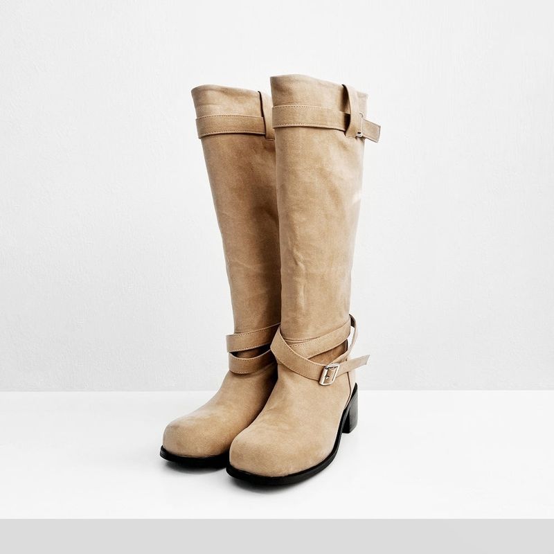 Demin Belt Suede Boots