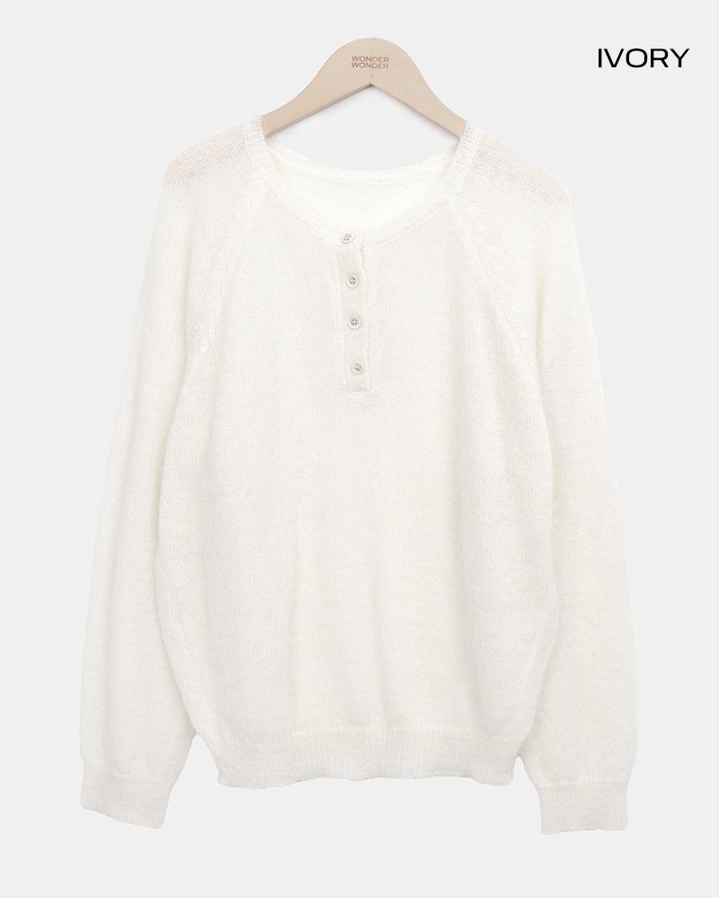 Teran Raglan Button Round Knit