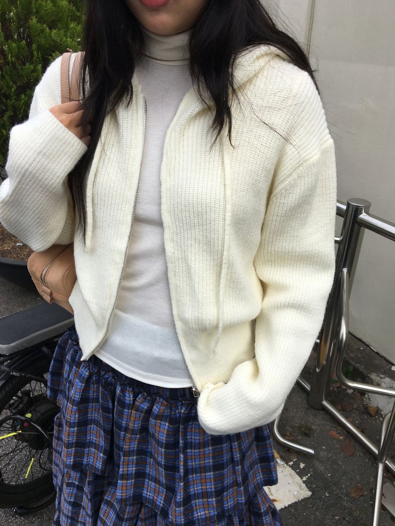 Knit Hoodie Zip-Up (3color)