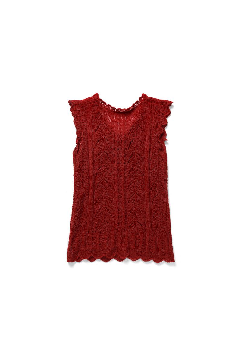 Ribbon sleeveless knit_red