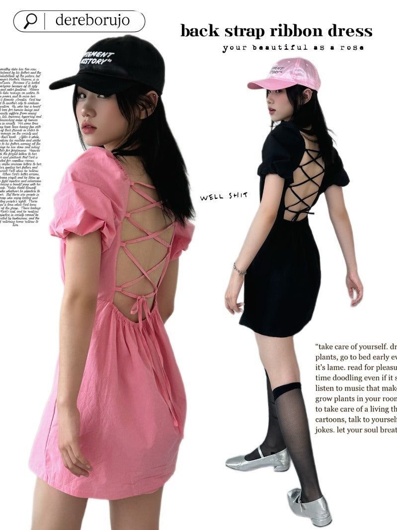 dereborujo（ドレボルゾー）の「back strap ribbon dress（Dresses）」