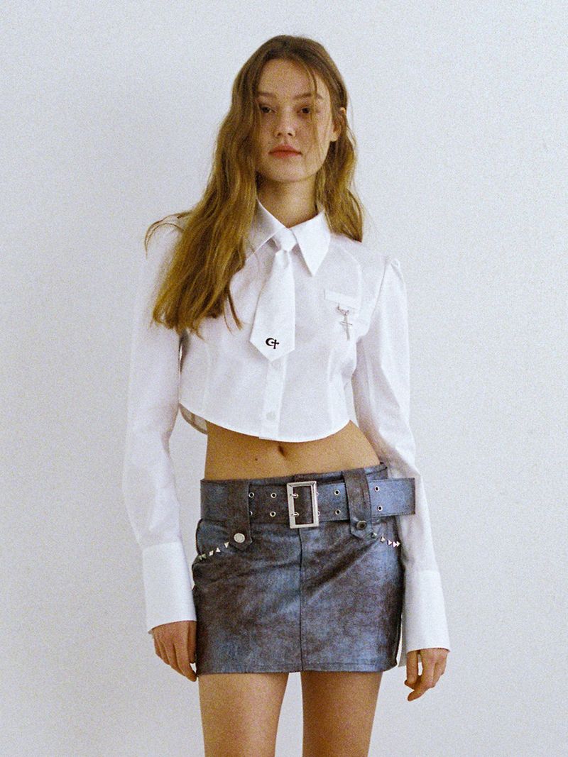 CLUT STUDIO(クラットスタジオ)の「0 6 vintage crack belt skirt - GREY(Skirts)」