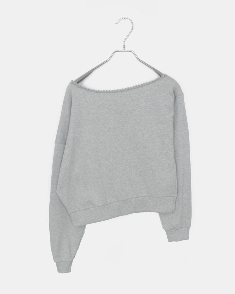 Dosi Lace One Off-Shoulder Long Sleeve Sweatshirt