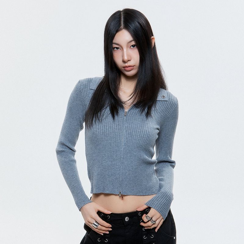 DAUSPICE(DUC)（ダウスピス）の「(DUC) Zip-Up Cardigan Gray（Tops）」