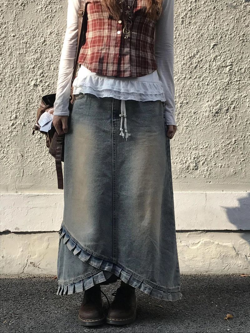 inall vintage denim skirt