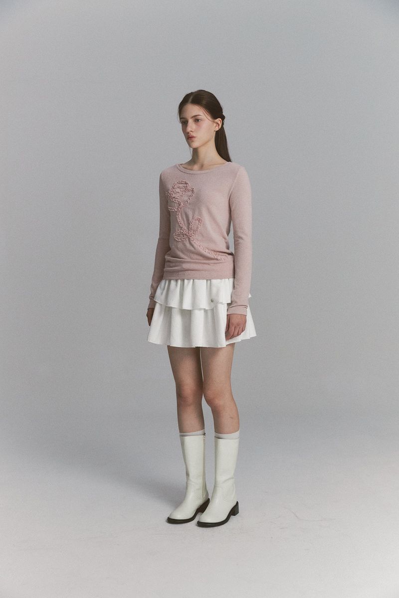 Lace Rose Long Sleeve Pink