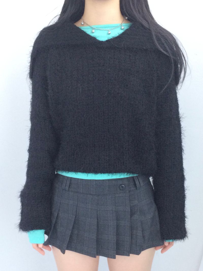 Shoulder collar loose knitwear