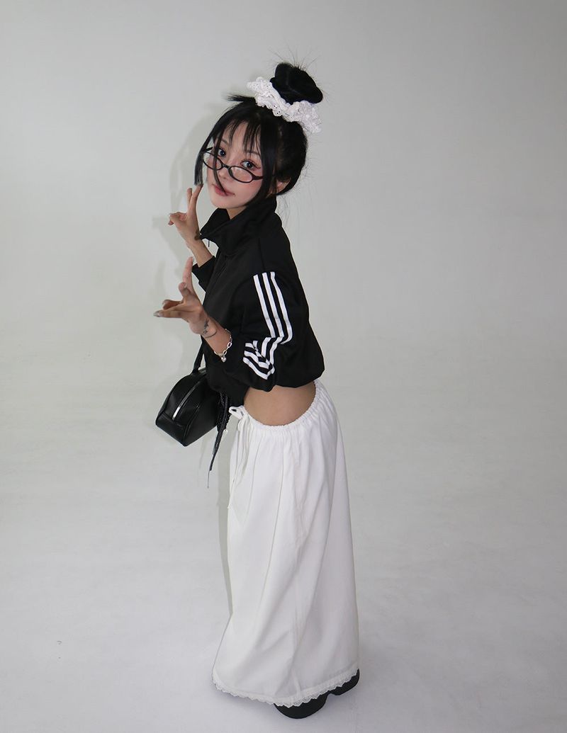 lace string maxi long skirt