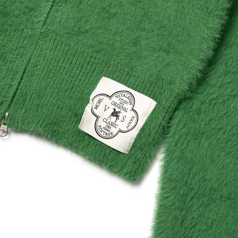 [LINE] Mohair Wool Blend Knit Zip-Up