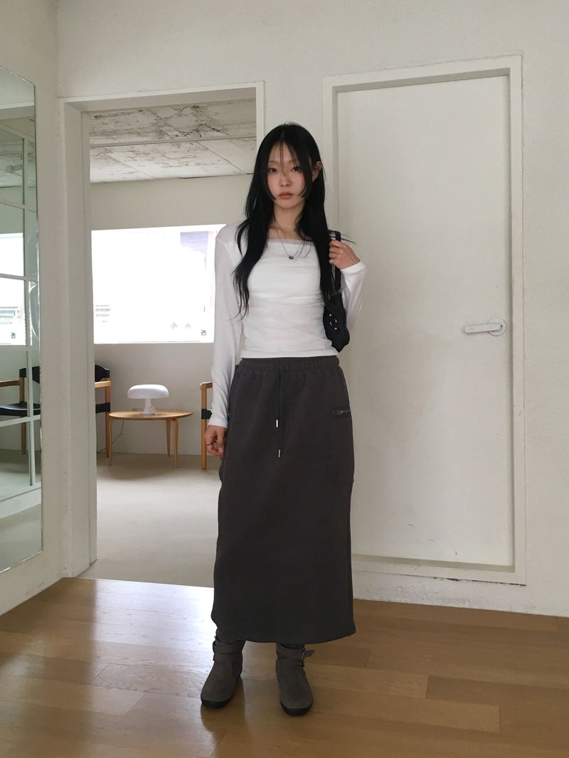 【裏毛】ニックジッパービスケットポケットジュリロングスカート