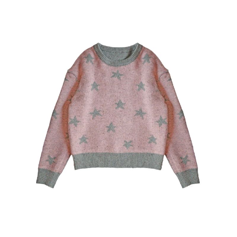 Two way Star Jacquard Knit (grey/pink)