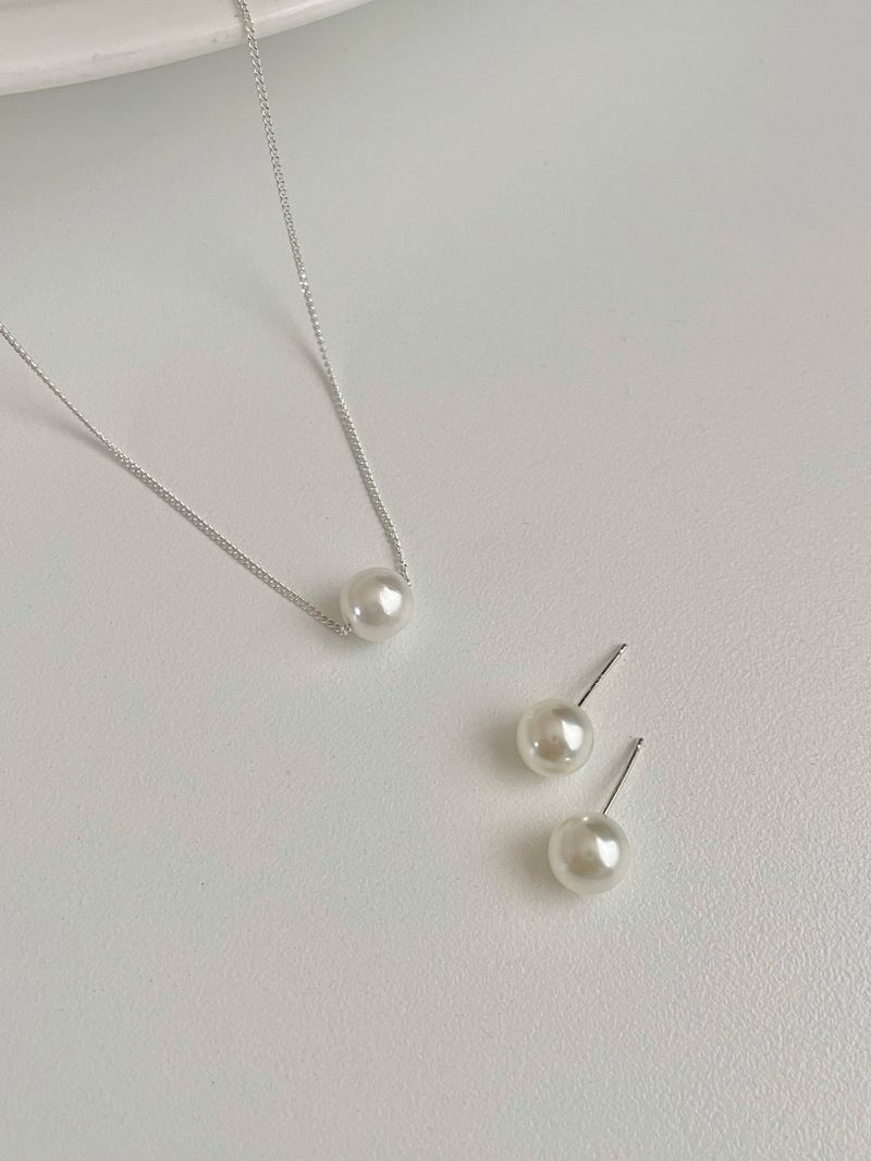 [Silver 925] pearl pearl earrings and necklace set