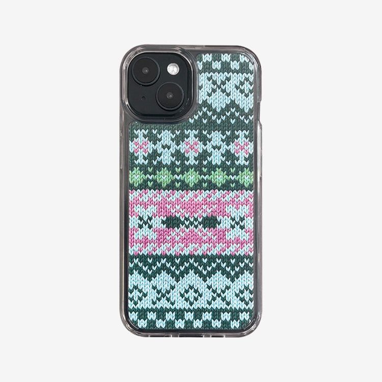 FAIR ISLE KNIT HARD JELL CASE_ GREEN