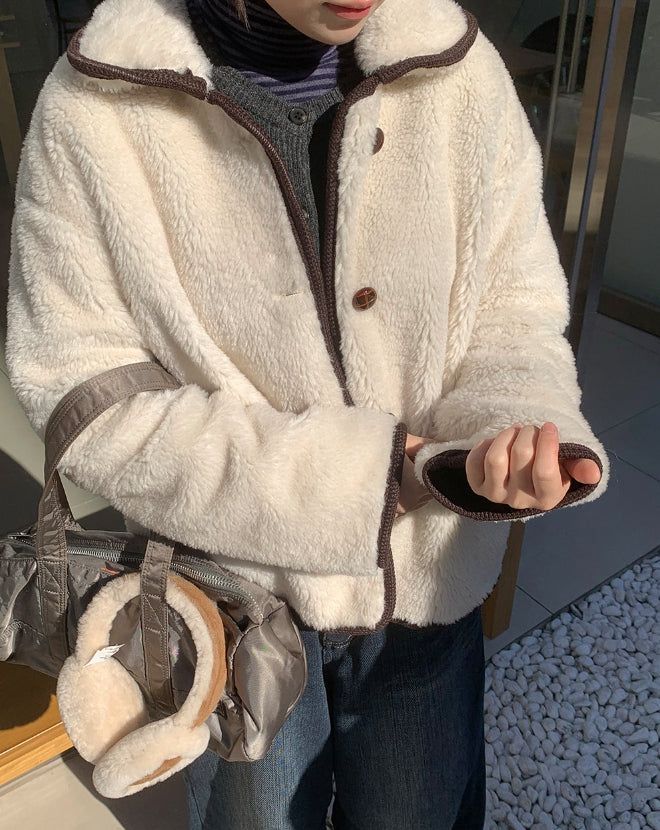Bigget Collar Wool Mustang Fur Jacket